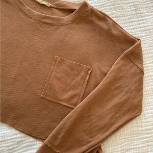 Rust Altard State Long Sleeve Waffle Top